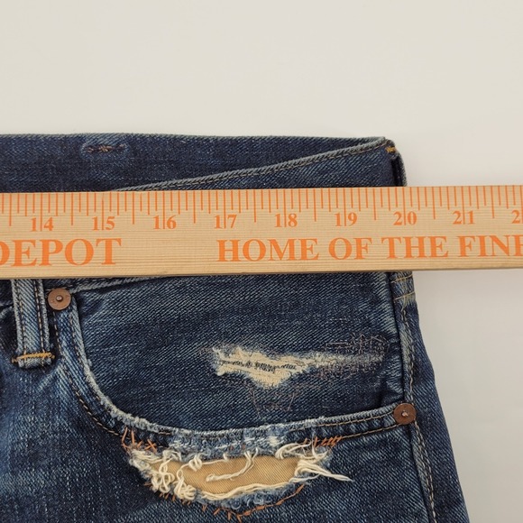 Polo Ralph Lauren Sullivan Slim Jeans 38x32 Distressed Patched Blue Denim - Picture 7 of 9